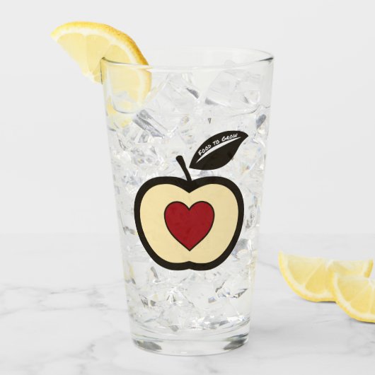 Apple & Heart Black & Red Food om Logo te kweken Glas (Voorkant ijs)