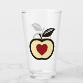 Apple & Heart Black & Red Food om Logo te kweken Glas (Voorkant)