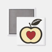 Apple & Heart Core Voedsel om logo te laten groeie Magneet (Voorkant / Achterkant)