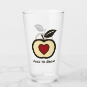 Apple & Heart Red & Black Food to Groei Logo Glas (Achterkant)