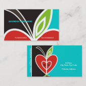 Apple Heart Teacher's Visitekaartje-Turquoise Visitekaartje (Voorkant / Achterkant)