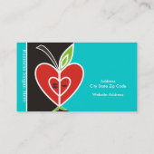 Apple Heart Teacher's Visitekaartje-Turquoise Visitekaartje (Achterkant)
