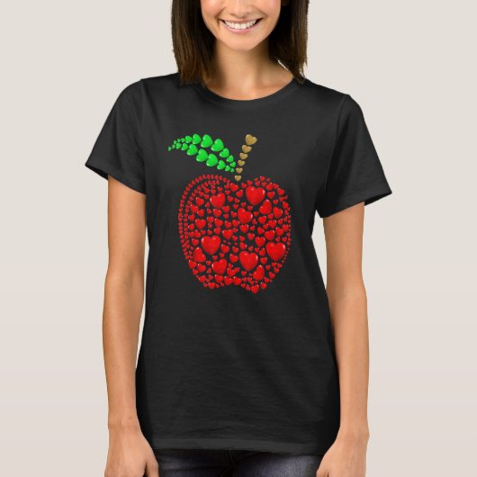 Apple Hearts Background Valentine's Day Teacher St T-shirt (Voorkant)