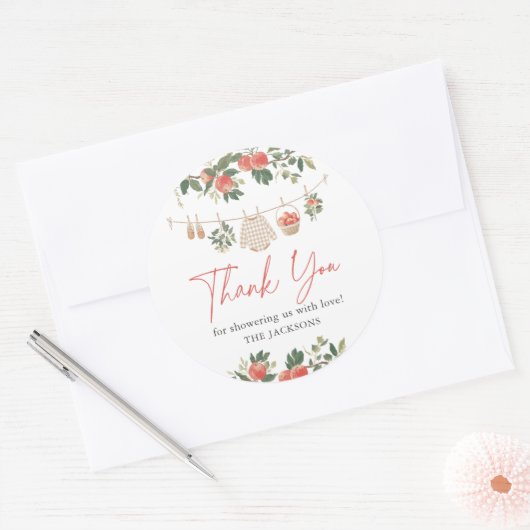 Apple Herfst Baby shower Ronde Sticker (Envelop)