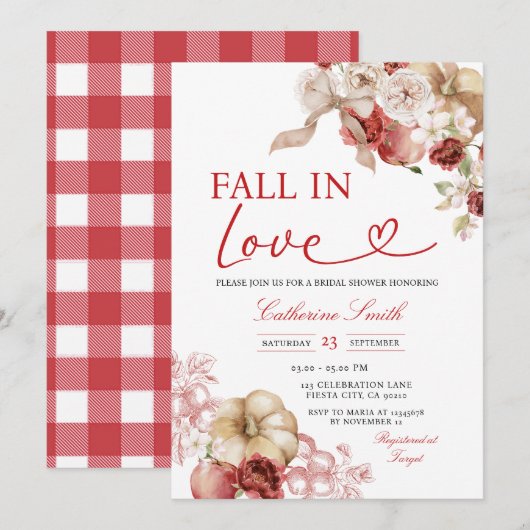 Apple Herfst in Love Pumpkin Vrijgezellenfeest Her Kaart (Voorkant / Achterkant)