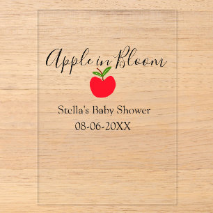 Apple in bloei baby shower rode appel naam datum acryl uitnodigingen