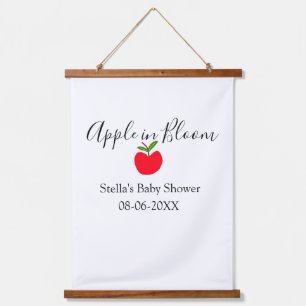 Apple in bloei baby shower rode appel naam datum hangend wandkleed