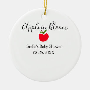 Apple in bloei baby shower rode appel naam datum keramisch ornament