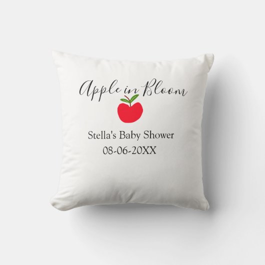 Apple in bloei baby shower rode appel naam datum kussen (Voorkant)