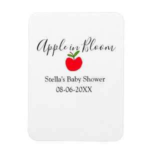 Apple in bloei baby shower rode appel naam datum magneet
