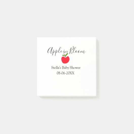 Apple in bloei baby shower rode appel naam datum  post-it® notes (Voorkant)