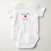 Apple in bloei baby shower rode appel naam datum  romper (Achterkant)