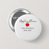 Apple in bloei baby shower rode appel naam datum ronde button 5,7 cm (Voorkant /achterkant)