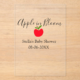 Apple in bloom baby shower red apple name date  acryl uitnodigingen