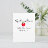 Apple in bloom baby shower red apple name date  briefkaart (Staand voorkant)