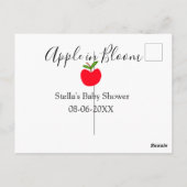 Apple in bloom baby shower red apple name date  briefkaart (Achterkant)