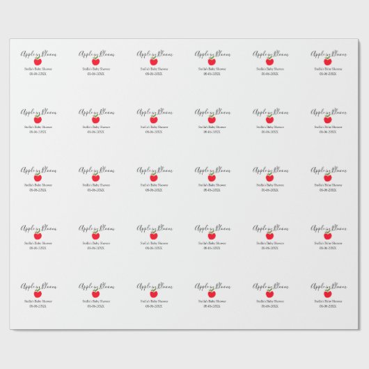Apple in bloom baby shower red apple name date  cadeaupapier (Vlak)