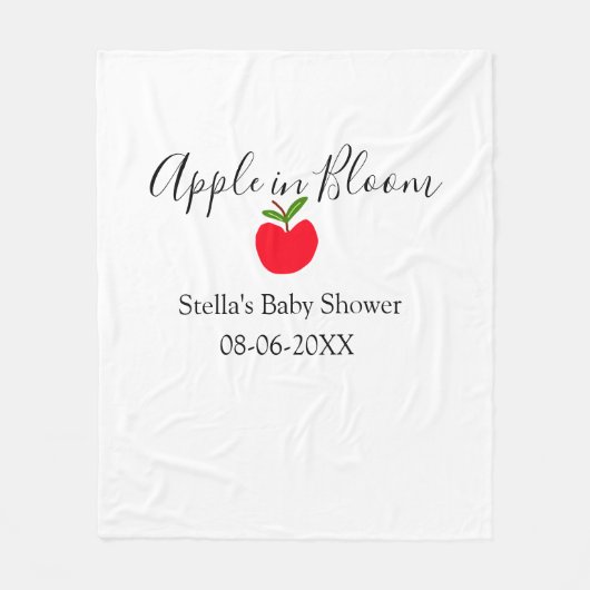 Apple in bloom baby shower red apple name date  fleece deken (Voorkant)
