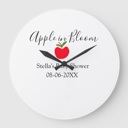 Apple in bloom baby shower red apple name date  grote klok (Voorkant)