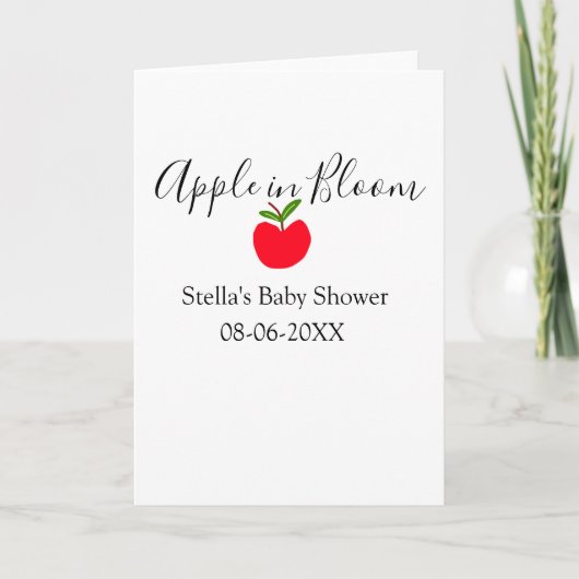Apple in bloom baby shower red apple name date  kaart (Voorkant)