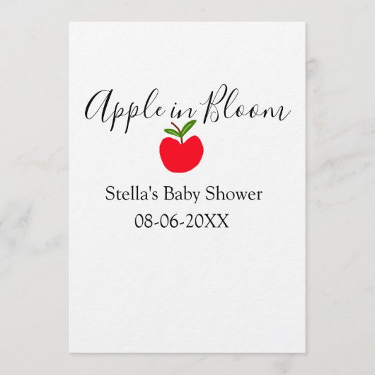 Apple in bloom baby shower red apple name date  kaart (Voorkant)