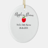 Apple in bloom baby shower red apple name date  keramisch ornament (Rechts)
