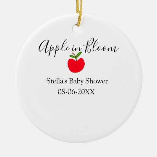 Apple in bloom baby shower red apple name date  keramisch ornament (Voorkant)
