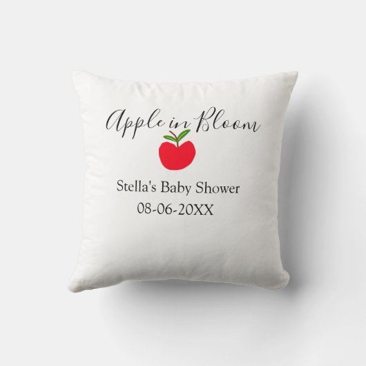 Apple in bloom baby shower red apple name date kussen (Achterkant)