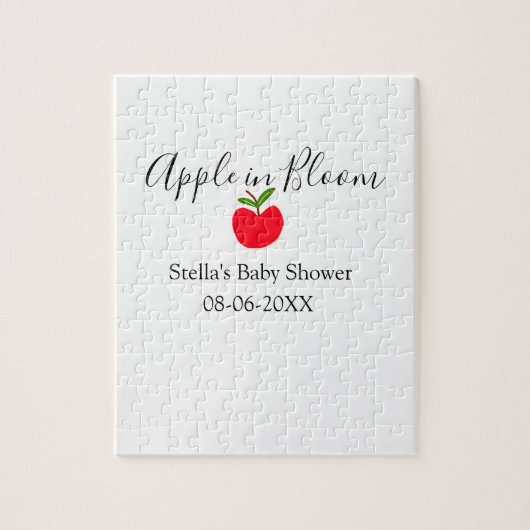 Apple in bloom baby shower red apple name date legpuzzel (Verticaal)