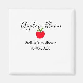 Apple in bloom baby shower red apple name date  magneet