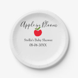 Apple in bloom baby shower red apple name date  papieren bordje