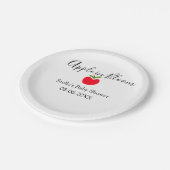 Apple in bloom baby shower red apple name date  papieren bordje (Gekanteld)