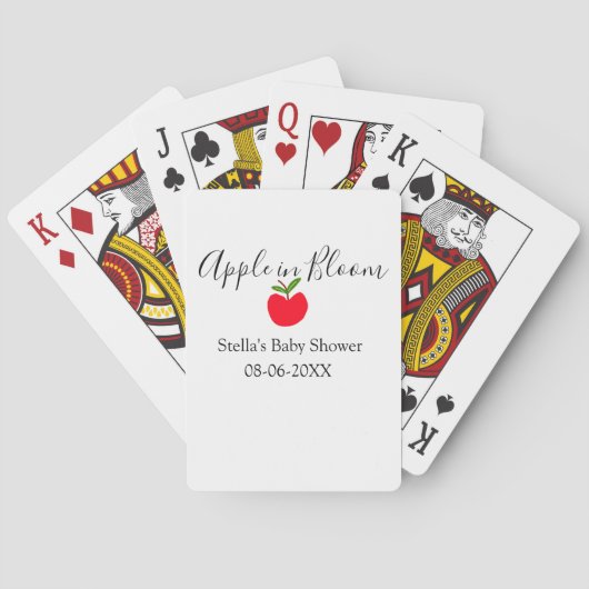 Apple in bloom baby shower red apple name date  pokerkaarten (Achterkant)