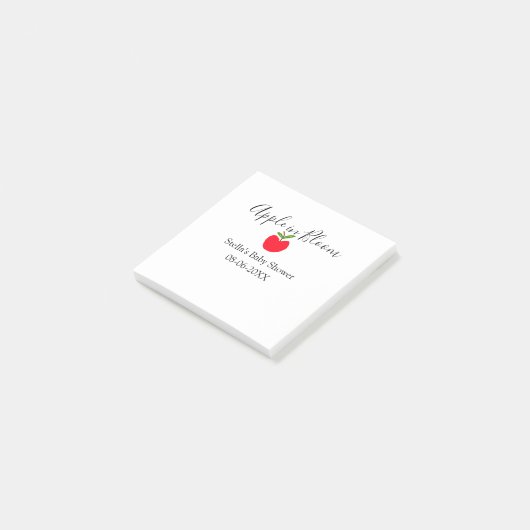 Apple in bloom baby shower red apple name date post-it® notes (Schuin)