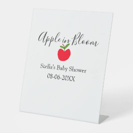 Apple in bloom baby shower red apple name date  reclamebord met voetstuk
