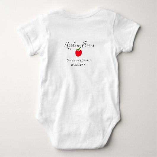 Apple in bloom baby shower red apple name date romper (Achterkant)