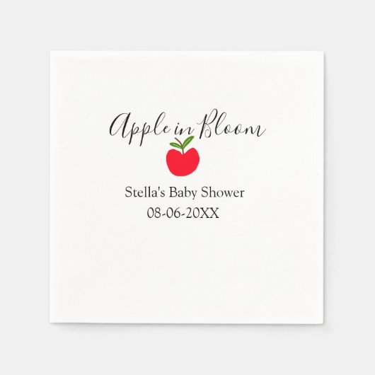 Apple in bloom baby shower red apple name date  servet (Voorkant)