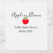 Apple in bloom baby shower red apple name date  wijn etiket (Enkel label)
