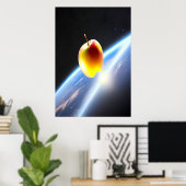 Apple in de ruimte | AI Art Poster (Thuiskantoor)
