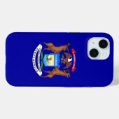 Apple iPhone 15 Case-Mate met vlag van Michigan Case (Achterkant (horizontaal))