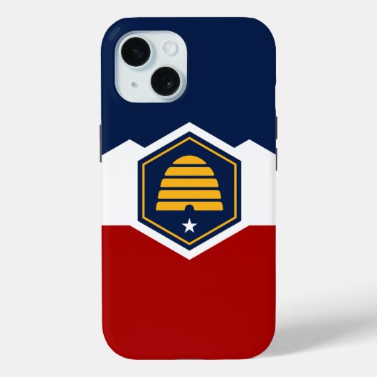 Apple iPhone 15 Case-Mate, Utah nieuwe staatsvlag Case-Mate iPhone Case (Achterkant)