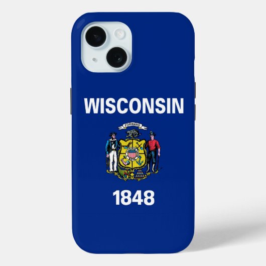 Apple iPhone 15 Case-Mate, vlag van Wisconsin Case-Mate iPhone Case (Achterkant)