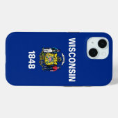 Apple iPhone 15 Case-Mate, vlag van Wisconsin Case-Mate iPhone Case (Achterkant (horizontaal))