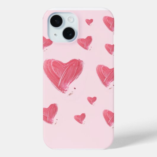 Apple Iphone 15 Hoesje Roze Hart Ontwerp (Achterkant)