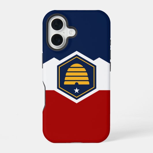 Apple iPhone 16 Hoes, vlag van Utah Hoesje (Achterkant)