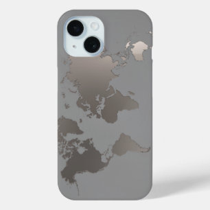 Apple iPhone Case Wereldkaart Travel Silver Grey