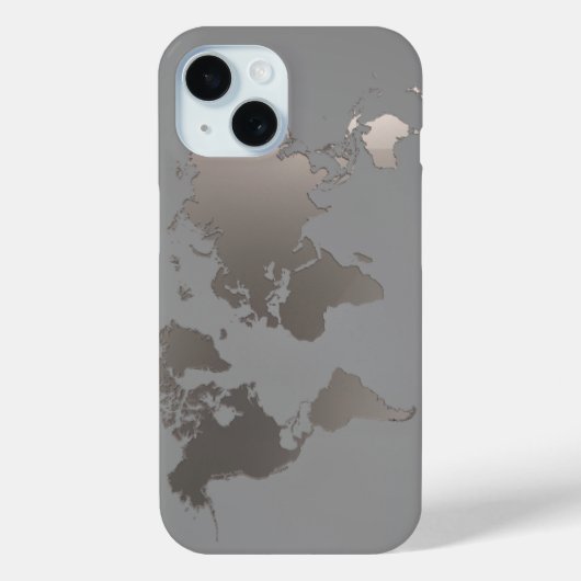 Apple iPhone Case Wereldkaart Travel Silver Grey (Achterkant)