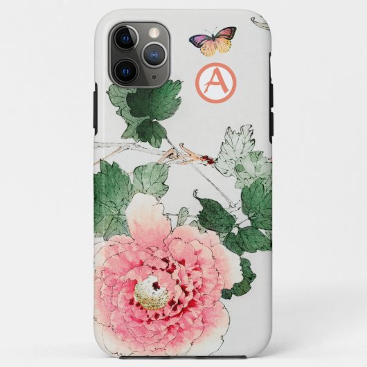 APPLE iPhone / iPad hoesje JAPANS PEONY INITIAAL (Achterkant)