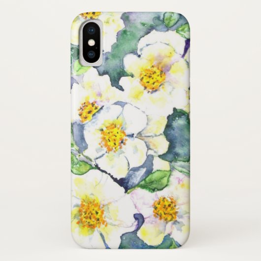 Apple iPhone X CaseMate Hoesje Waterverf Rozen (Achterkant)