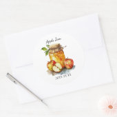 Apple Jam Jar and Apples Watercolor Ronde Sticker (Envelop)